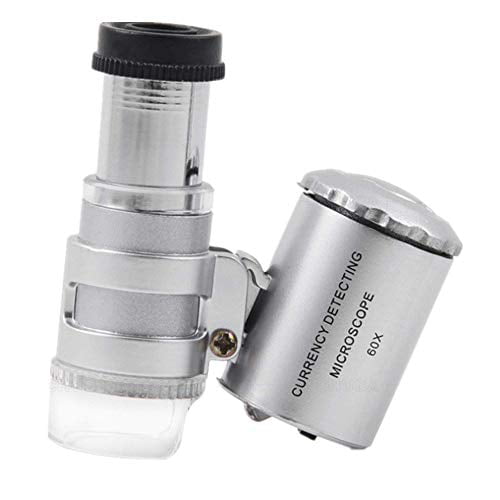 Mini Illuminated Microscope Loop Magnifiers 60X Pocket Portable Jewelers Loupe Magnifying Glass with LED UV Light jewlers Magnification Loop for Jewelry,Diamonds,Coins etc 